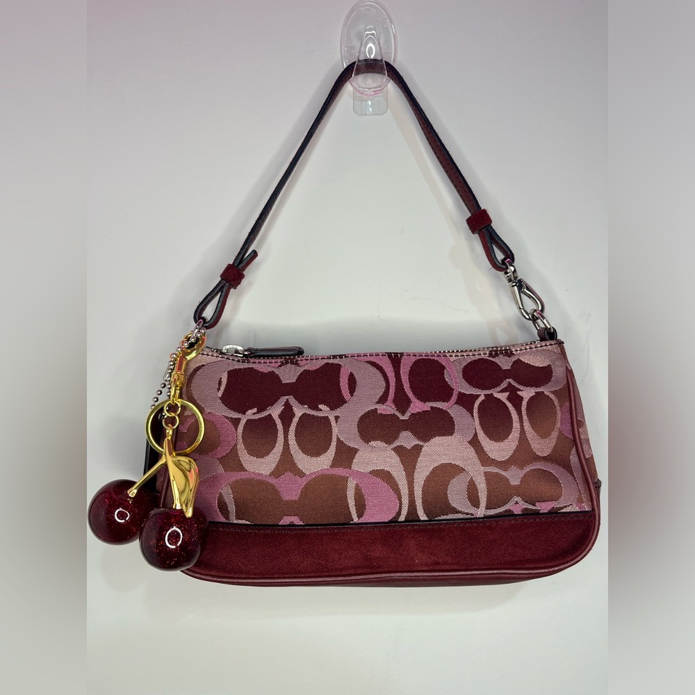 Y2K vintage Coach Plum Suede Signature  demi shoulder bag